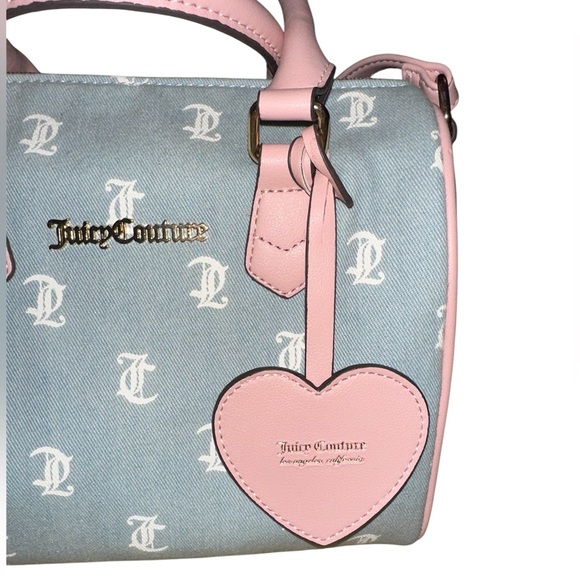 Juicy Couture Pink and Blue Satchel with Heart Charm - Picture 3 of 4